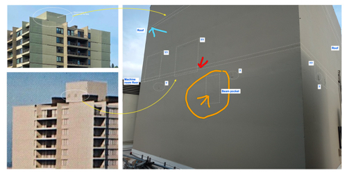 Jeff's photo annotated

Note that second beam pocket was located in the next photo